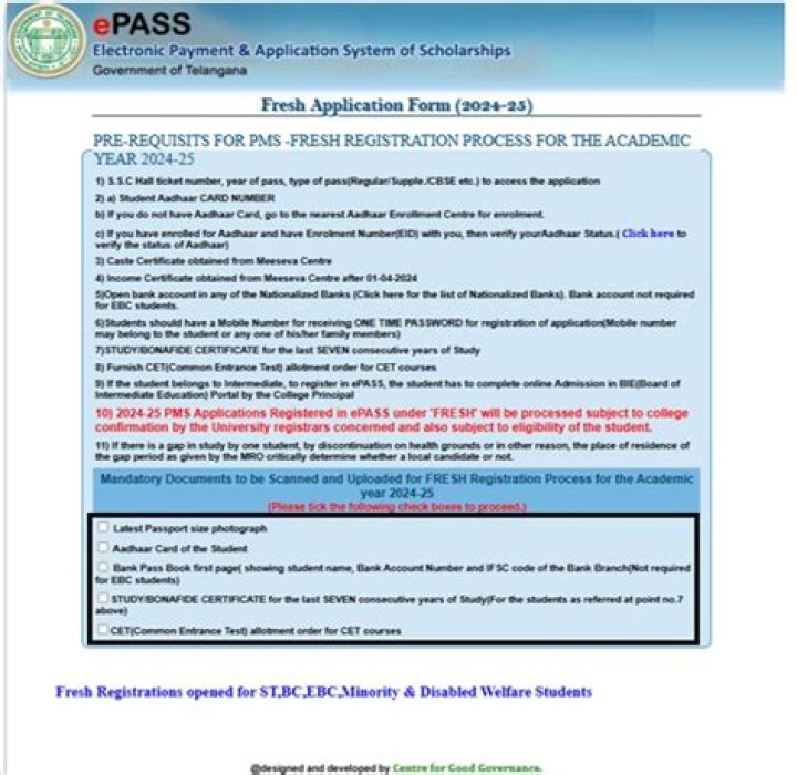 How can I check my scholarship status in ePASS Telangana?