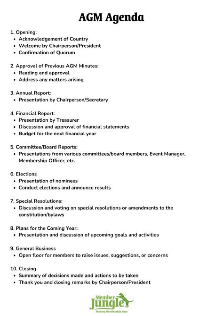 How do you conduct a club AGM?