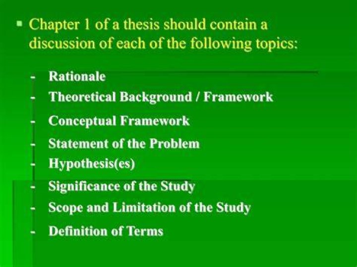 What are included in chapter 1 of a thesis?