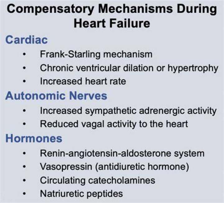 What are the 4 compensatory mechanisms of heart failure?