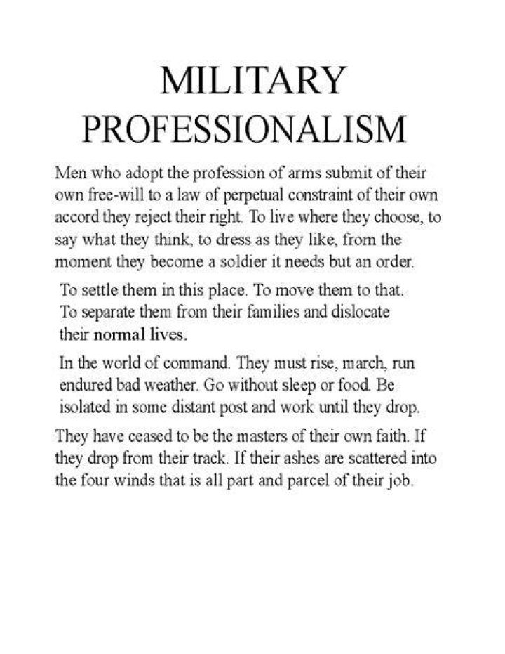 What are the 4 standards of military professionalism?