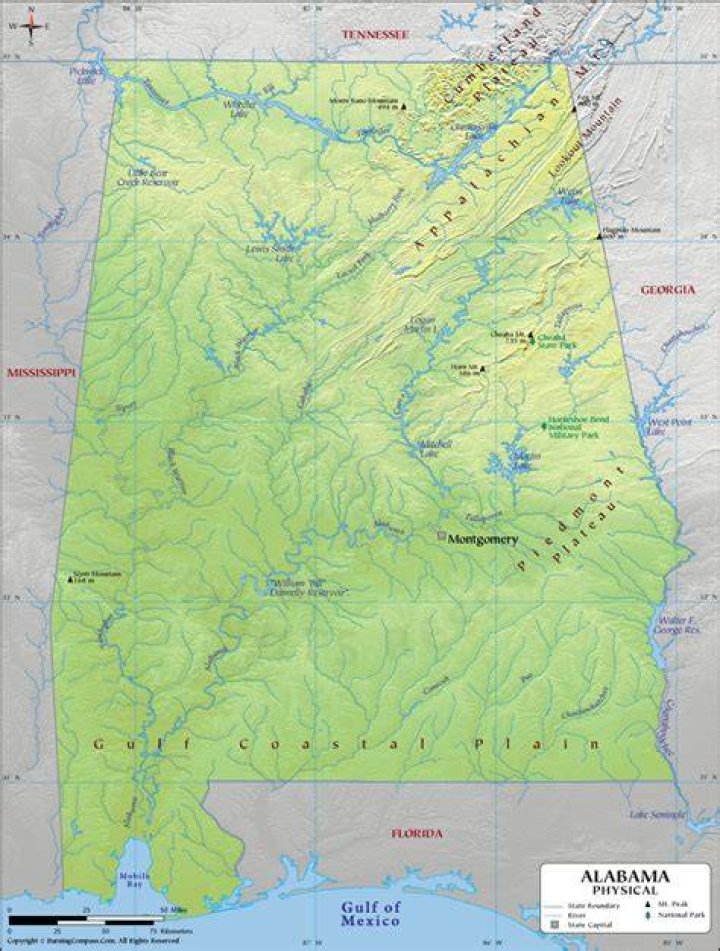 What countries border Alabama?