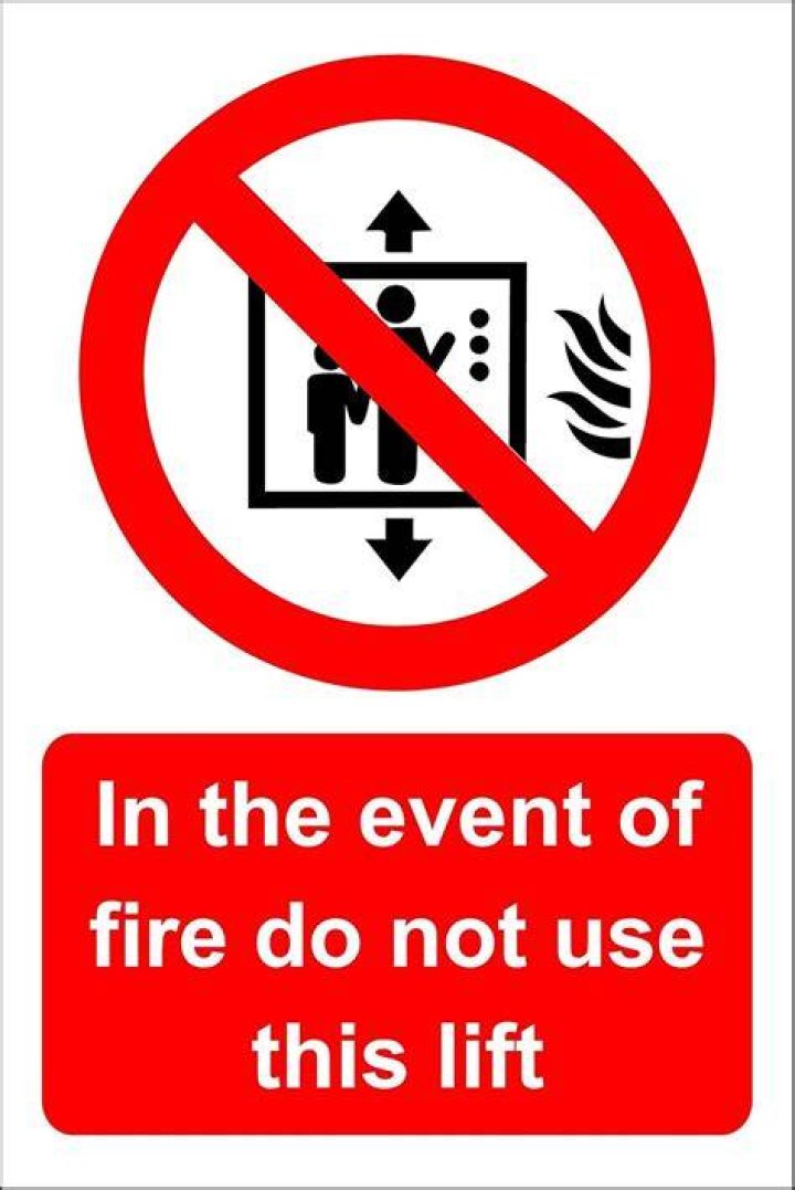 What does Do not use lift in the event of a fire sign?