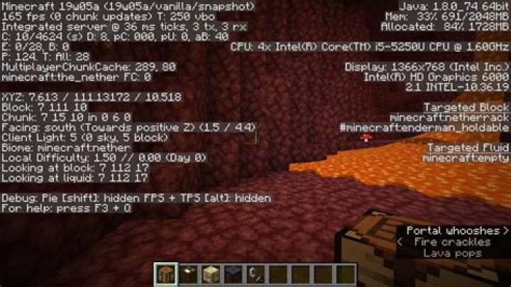 What does F3 and a do in Minecraft?