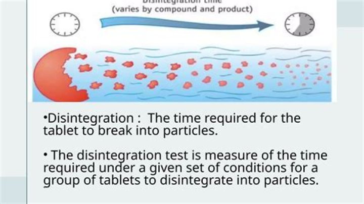 What is the disintegration time for tablets?