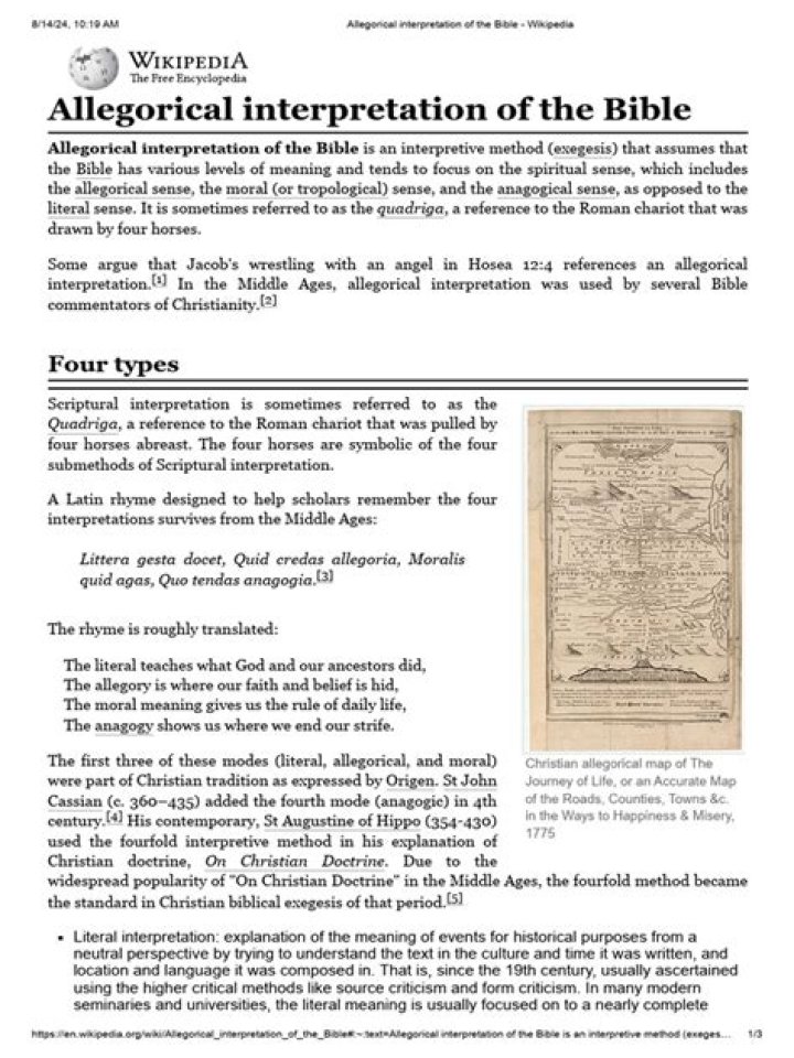 What is the meaning of allegorical interpretation?