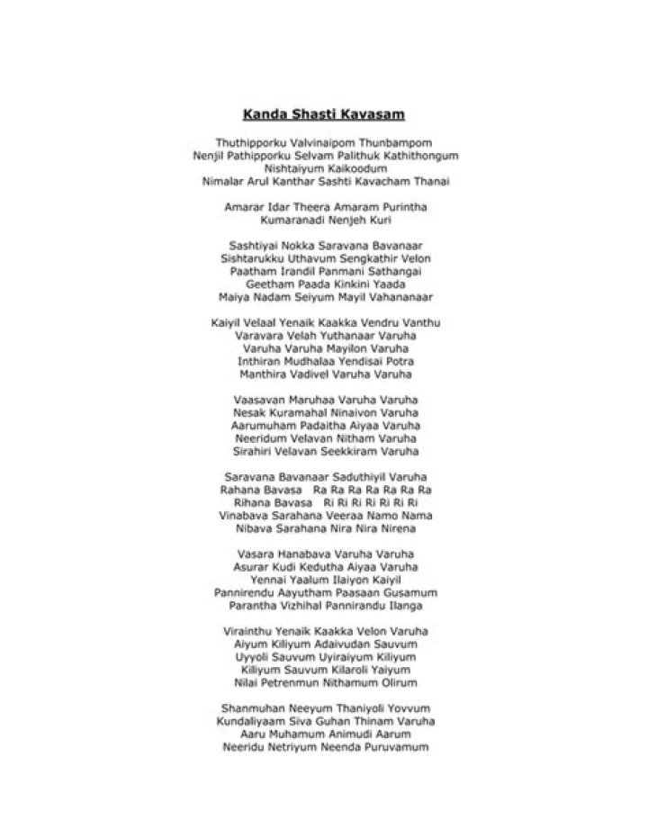 What is the meaning of Kandha Sasti Kavasam?