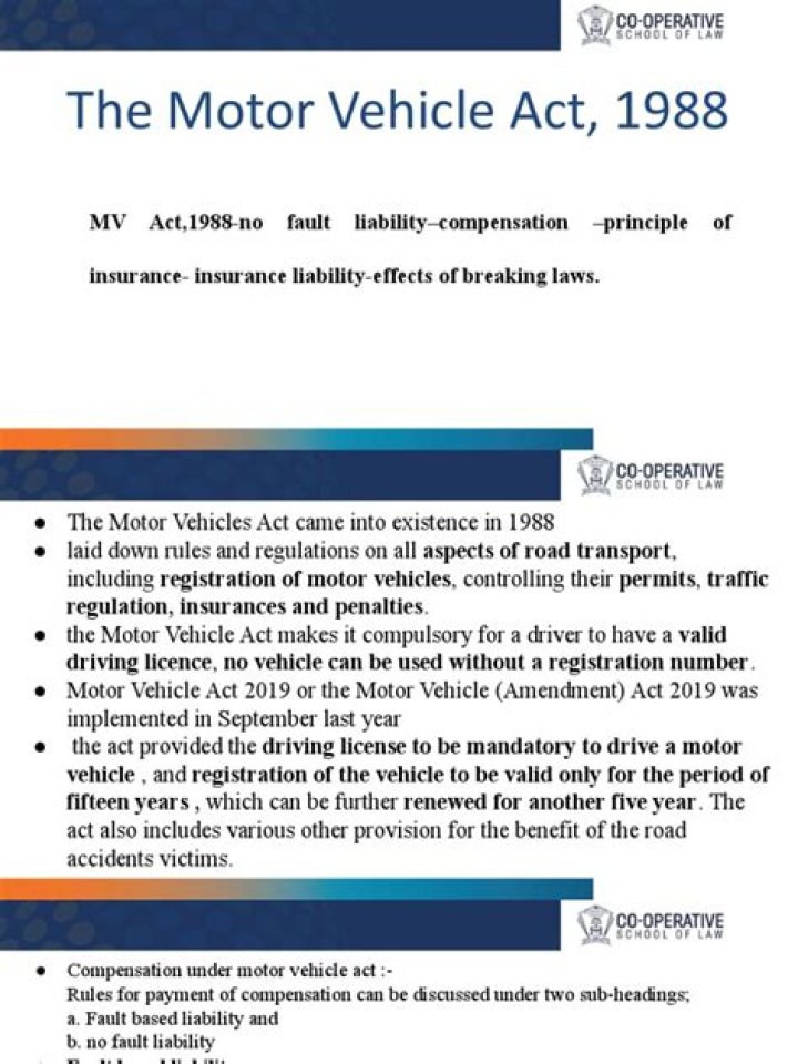 What is the purpose of Motor Vehicle Act 1988?