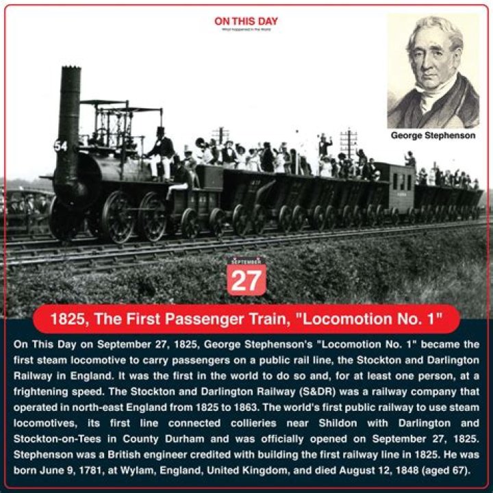 When was the first passenger train in England?